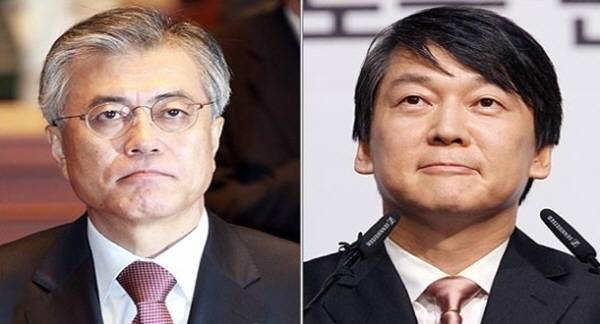 민주통합당 문재인 대선 후보와 무소속 안철수 대선 후보