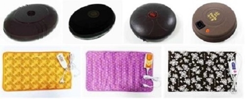 (윗줄 왼쪽부터) 미래메디쿠스 ‘SSH-622M’, 우공사 ‘PRO-101세’, 하이웰코리아 ‘MSS-H4000’, 황토박사 ‘스톤찜질기’. (아랫줄 왼쪽부터) 대진전자 ‘DEH-3562’, 제스파 ‘ZP111’, 조에비투비 ‘SJH-608M1’. (사진=한국소비자원 제공)