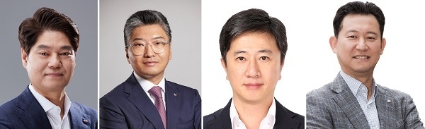 (왼쪽부터) 허민회 CJ ENM 대표이사, 허민호 CJ ENM 오쇼핑부문 대표, 구창근 CJ올리브네트웍스 올리브영 부문 대표, 정성필 CJ푸드빌 대표이사.