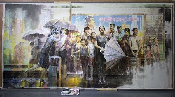 북한 작가 김인석의 ‘소나기’(조선화, 217X433㎝)ⓒ광주비엔날레 제공