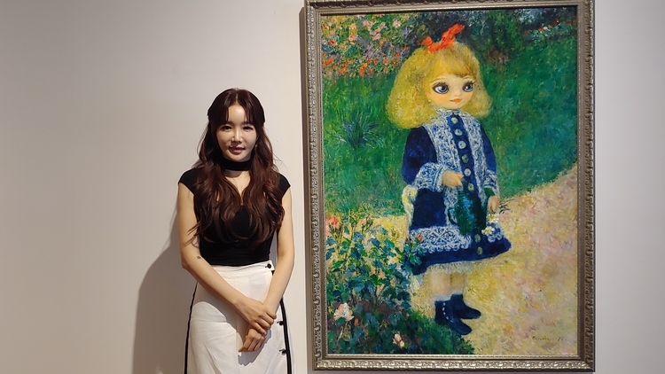 르누아르의 '물 조리개를 든 소녀'를 오마주한 그림. 이화순ⓒ