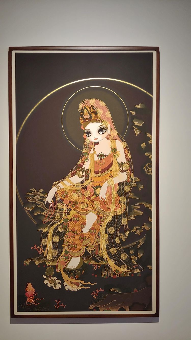 <strong>고려 불화 '수월관음도'를 오마주한 그림. 이화순 ⓒ</strong>