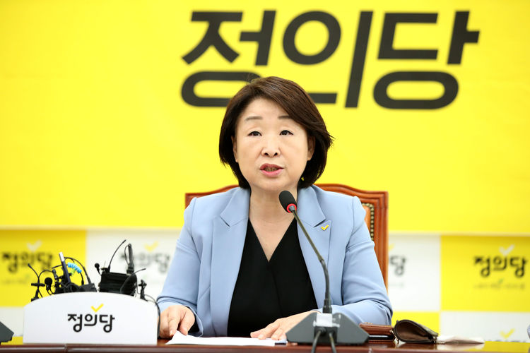 심상정 정의당 대표가 18일 오전 서울 여의도 국회에서 열린 상무위원회에서 모두발언을 하고 있다. 뉴시스 제공