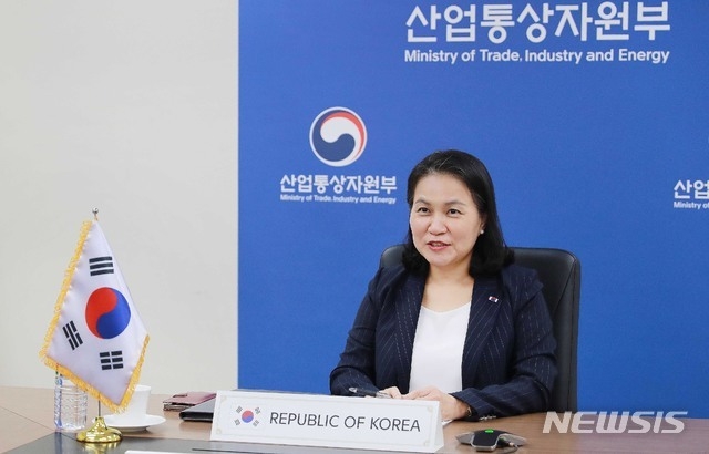 사상 첫 WTO(세계무역가구) 여성 사무총장에 도전하는 유명희 산업통상자원부 통상교섭본부장. (사진=산업통상자원부 제공/뉴시스)