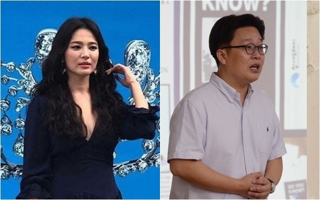 송혜교 기증 소식이 15일 전해졌다. 송혜교(왼쪽)는 지난 9년간 서경덕 교수(오른쪽)와 함께 전 세계 독립운동 유적지 22곳에 한국어 안내서를 기증했다. 사진=하퍼스바자 홍콩 공식 인스타그램
