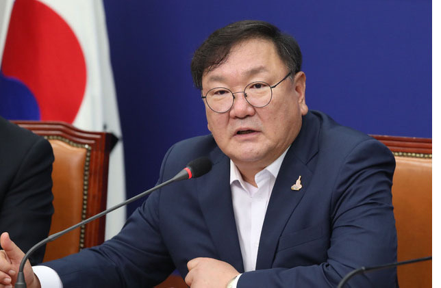 김태년 더불어민주당 원내대표가 23일 서울 여의도 국회에서 열린 정책조정회의에서 발언하고 있다. (사진=뉴시스 제공)