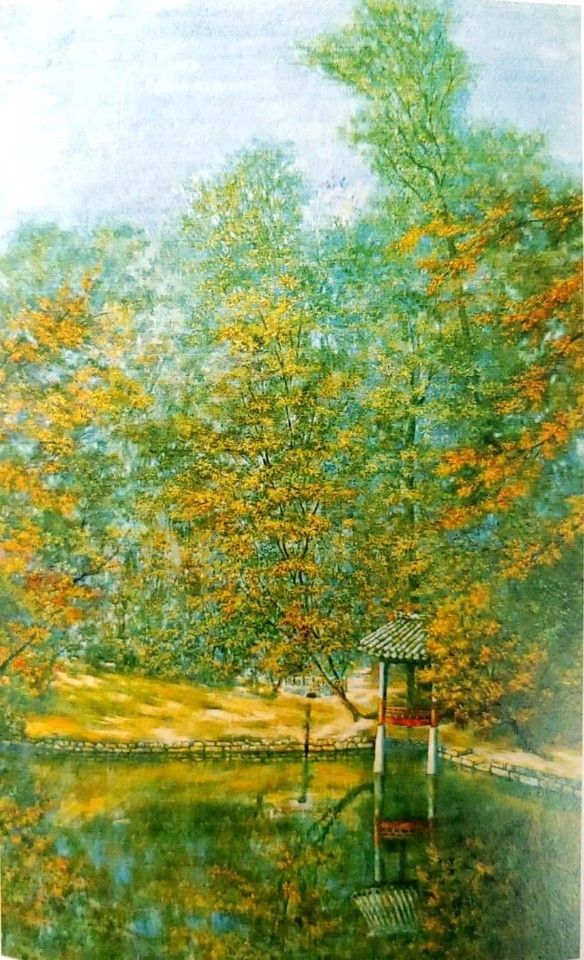 일본서 귀국후 서울시절(1957~1974) 동안, 변시지 화백은 민족적 기반 위에 자신의 예술을 세워야 한다는 신념에 불탔다. '비원'에서 서양화와는 다른 세필화를 그려 '비원화파'로 불리던 때 그린 '반도지', 1966, 112x162cm, 캔버스에 유채. <사진=화집 '변시지'>