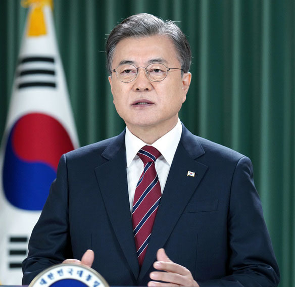 문재인 대통령이 제75차유엔 총회 기조연설을 영상으로 전하고 있다.(사진=청와대 제공) 