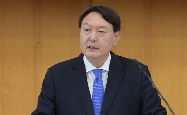 윤석열 검찰총장이 지난 3일 오후 서울 서초동 대검찰청에서 열린 신임 검사 신고식에서 발언하고 있다. (사진=대검찰청 제공)