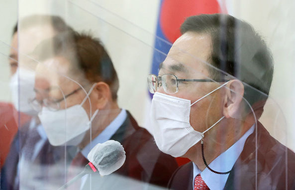주호영 국민의힘 원내대표가 20일 오전 서울 여의도 국회에서 열린 원내대표단회의에서 발언을 하고 있다. (사진=공동취재사진)