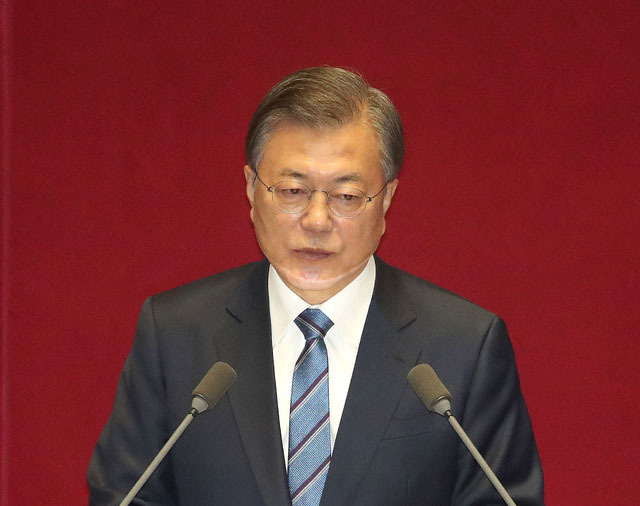 문재인 대통령이 28일 오후 서울 여의도 국회에서 내년도 정부 예산안 시정연설을 하고 있다. (사진=청와대 제공)