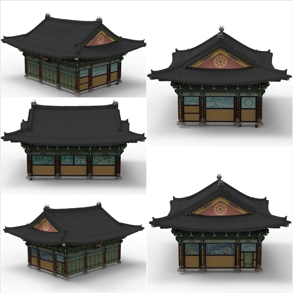 불교 대성사의 다양한 3D 스캔 이미지