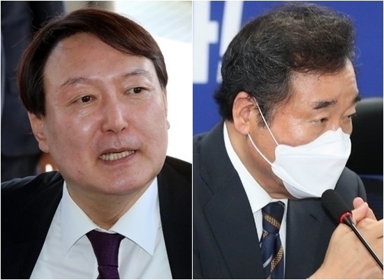  윤석열, 이낙연 대표실 부실장 극단선택 사망사건 진상조사 지시. 사진 왼쪽부터 윤석열 검창총장, 이낙연 더불어민주당 대표.