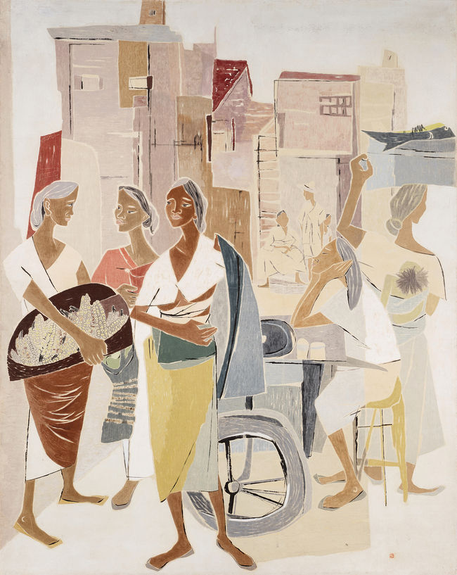 박래현, 노점, 1956, 종이에 채색, 267x210㎝.<br>
(사진 = MMCA 제공)
