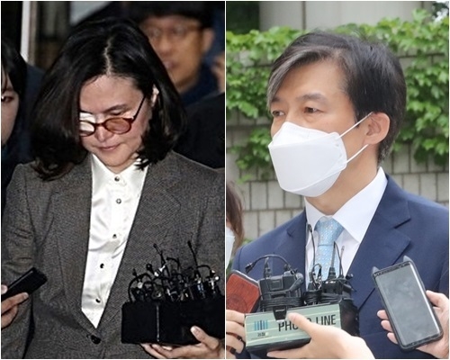  법원이 "정경심 교수가 남편 조국 전(前) 법무부장관과 공모해 딸의 허위 인턴확인서를 발급했다"고 23일 밝혔다. 사진 왼쪽부터 정경심 교수, 조국 전 장관.