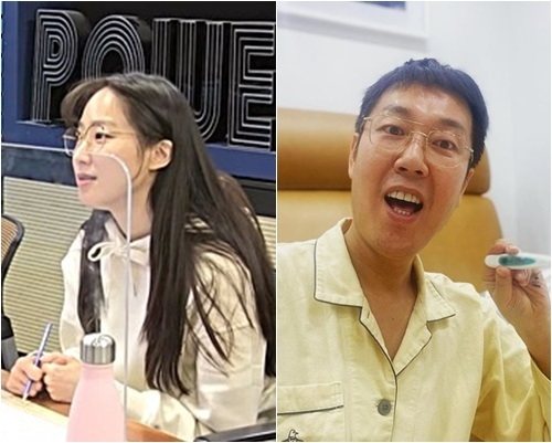  김영철이 자신의 라디오 방송 '김영철의 파워FM'에서 전화 연결로 자가격리 4일차 근황을 알렸다. 28일 방송된 SBS 파워FM '김영철의 파워FM'에서는 자가격리 중인 김영철을 대신해 스페셜DJ로 나선 주시은 아나운서가 김영철과 전화 연결을 했다. 사진 왼쪽부터 주 아나운서, 김영철. 사진='김영철의 파워FM' 영상 캡처, 김영철 SNS
