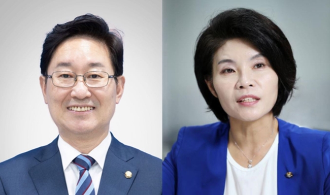 문재인 대통령이 법무부장관 후보자로 박범계(57) 더불어민주당 의원을, 환경부장관 후보자로는 한정애(55) 더불어민주당 의원을 개각했다 (사진=뉴시스 제공)