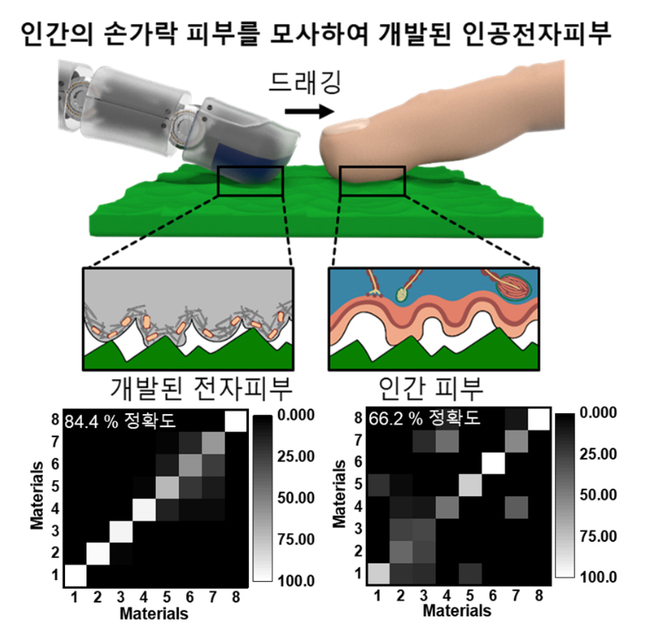 인간의 손가락 피부를 모사한 인공 전자 피부