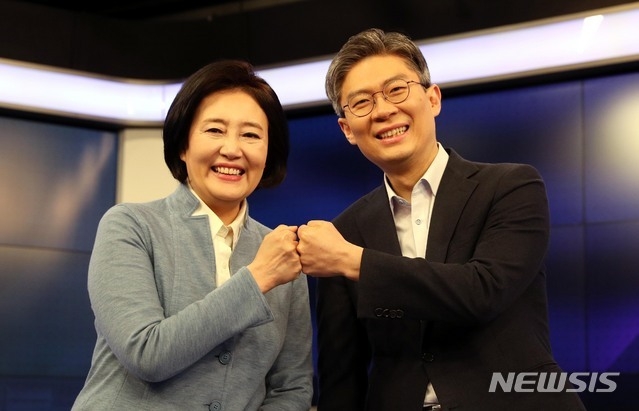 서울시장 더불어민주당 박영선 후보와 시대전환 조정훈 후보.