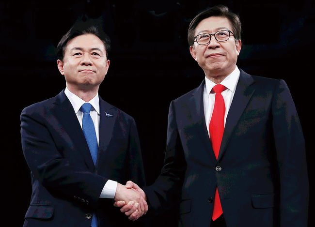 부산시장 재보궐선거 김영춘(사진 좌) 후보와 박형준 후보
