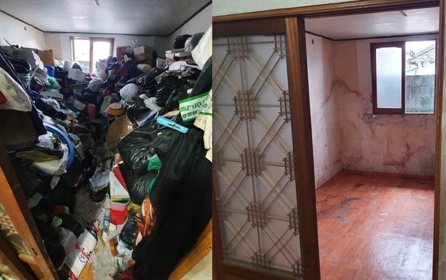 황남동 사례관리대상자 B씨 집 청소 전·후 사진