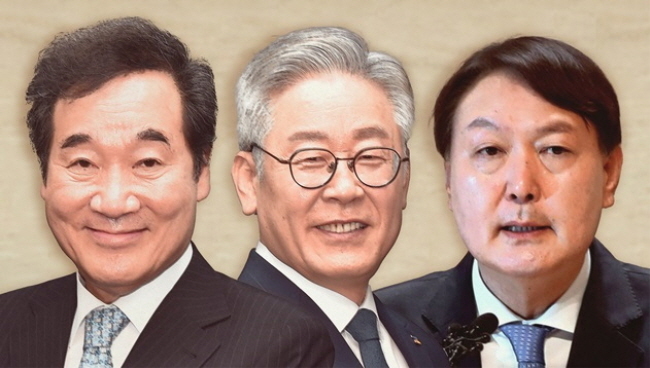 이낙연 더불어민주당 전 대표, 이재명 경기지사, 윤석열 전 검찰총장(이미지=뉴시스 제공)