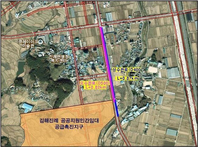 김해시-LH 사업 중복 구간 위치도 사진