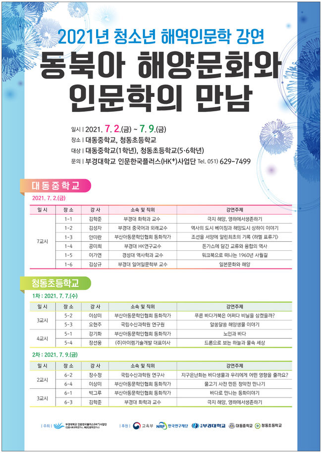 청소년 해역인문학 프로그램 포스터 