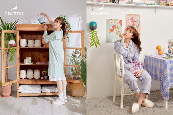 (좌)나른 맨살 로브 (우) 나른 맨살 파자마