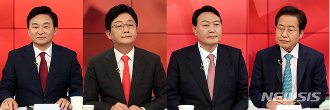 국민의힘 원희룡, 유승민, 윤석열, 홍준표 대선 경선 후보.(사진=뉴시스 제공)