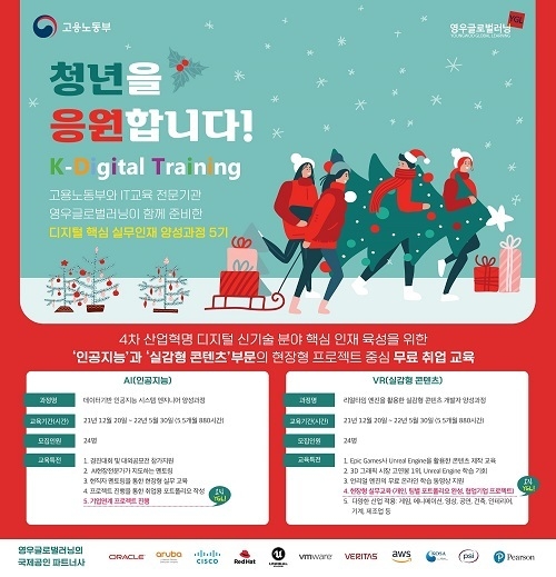 영우글로벌러닝 '2021 K-디지털 트레이닝 디지털 핵심 실무인재 양성과정 5기’ 모집 공고
