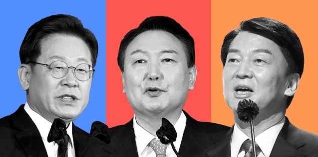 이재명 더불어민주당 후보(왼쪽),윤석열 국민의힘 후보,안철수 국민의당 후보(사진=뉴시스 제공)