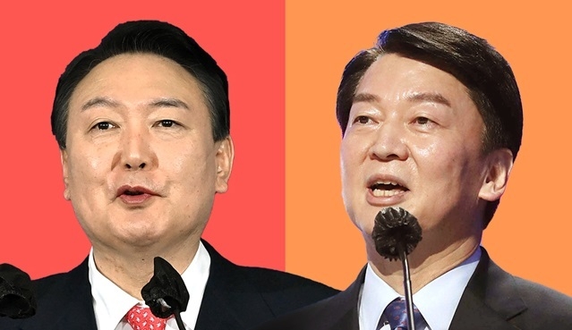 국민의힘 윤석열 후보(왼쪽), 국민의당 안철수 후보(사진=뉴시스 제공)