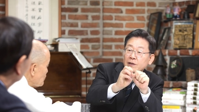 1일 도올 김용옥 전 한신대 석좌교수의 유튜브 채널 '도올TV'에 출연한 이재명 더불어민주당 대선후보. (사진=도올TV 캡처)