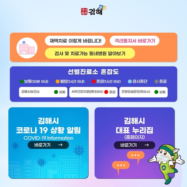 모바일 선별진료소 혼잡도 알림서비스 화면 사진