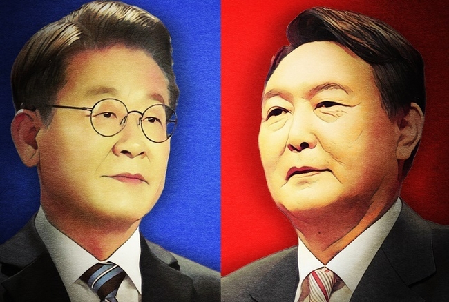이재명 더불어민주당 후보(왼쪽), 윤석열 국민의힘 대선후보