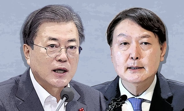 문재인 대통령(왼쪽) ,윤석열 대통령 당선인 (사진=뉴시스 제공)