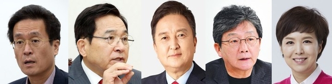 국민의힘 소속 함진규, 심재철, 김영환, 유승민 전 의원, 김은혜 인수위 대변인.(왼쪽부터)/(사진=뉴시스 제공)