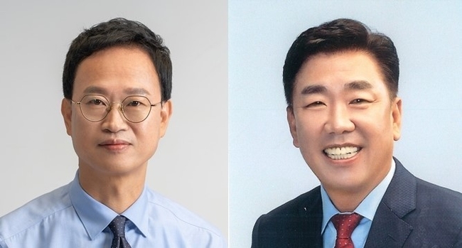 더불어민주당 송재봉 청주시장 후보(왼쪽), 국민의힘 이범석 청주시장 후보.