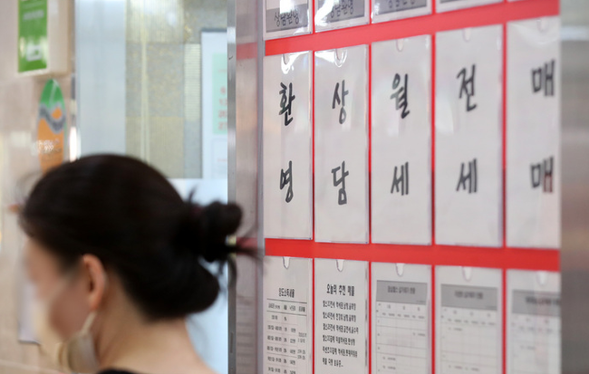 지난달 12일 서울 도심 아파트 단지 내 부동산 사무소의 모습.(사진=뉴시스 제공)