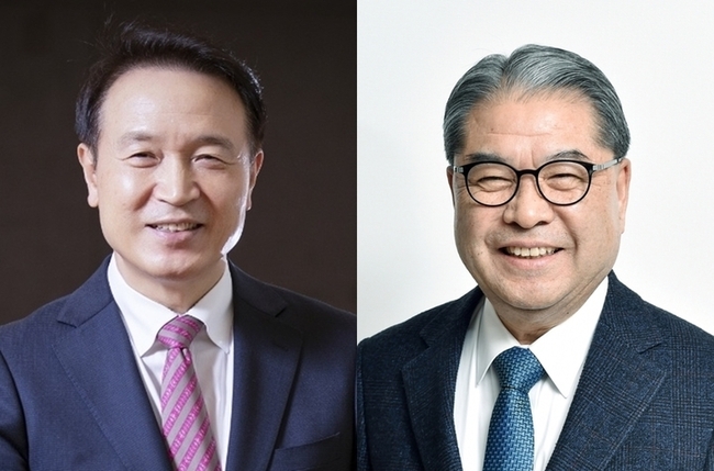 6·1지방선거 경기도교육감 선거에 출마한 보수 성향의 임태희(왼쪽) 후보와 민선 3기부터 민선 4기 현재까지 임기를 맡고 있는 진보 성향의 이재정 경기도교육감. 2022.05.17. (사진=뉴시스 제공)