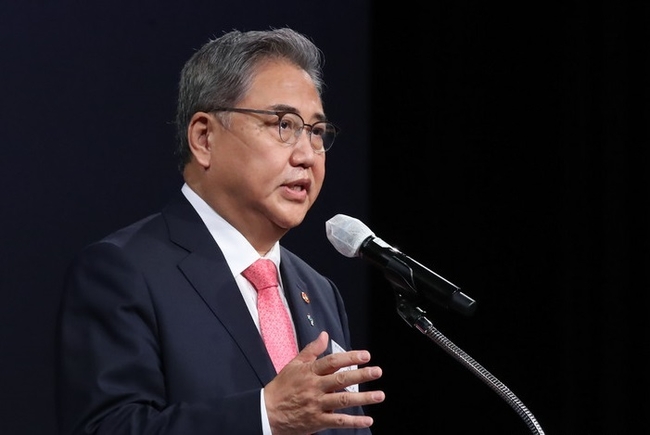 지난달 23일 박진 외교부 장관이 서울 용산구 그랜드하얏트서울에서 열린 국가 안보 및 한미동맹 강화를 위한 1회 국가조찬기도회에서 축사하고 있다.(사진=뉴시스 제공)