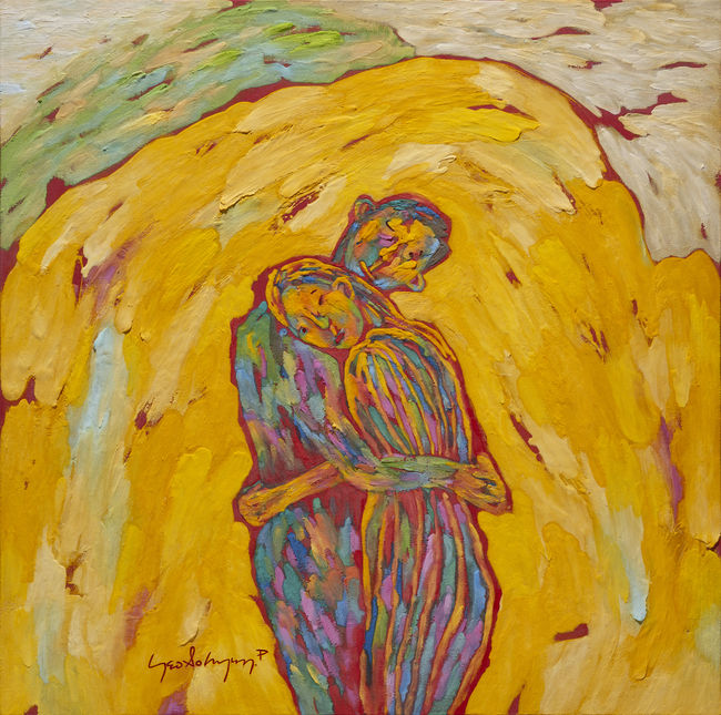 Better Together |, 120x120cm, 캔버스에 석채,과슈,혼합재료 2022