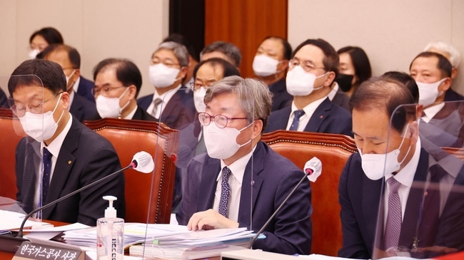 채희봉 한국가스공사 사장이 20일 서울 여의도 국회에서 열린 산업통상자원중소벤처기업위원회(산자위) 한국석유공사 등에 대한 국정감사에서 의원들의 질의에 답변하고 있다. (사진=뉴시스 제공)