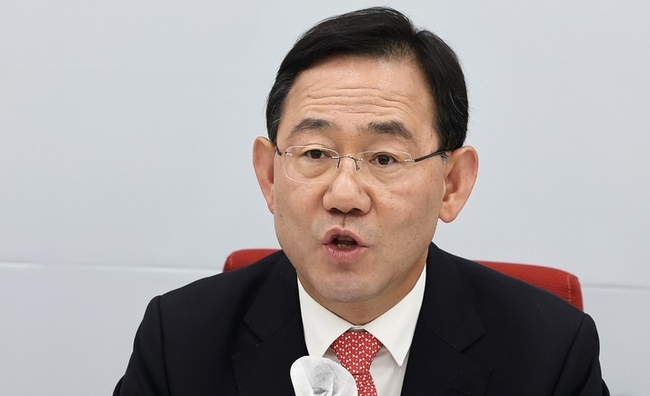  주호영 국민의힘 원내대표가 23일 서울 여의도 국회에서 진행된 기자간담회에서 발언하고 있다.(사진=뉴시스 제공)