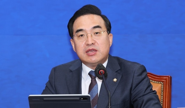박홍근 더불어민주당 원내대표가 지난 26일 서울 여의도 국회에서 열린 '최고위원회의 국민발언대-가계부채와 고금리 편'에서 발언하고 있다. (사진=뉴시스 제공)