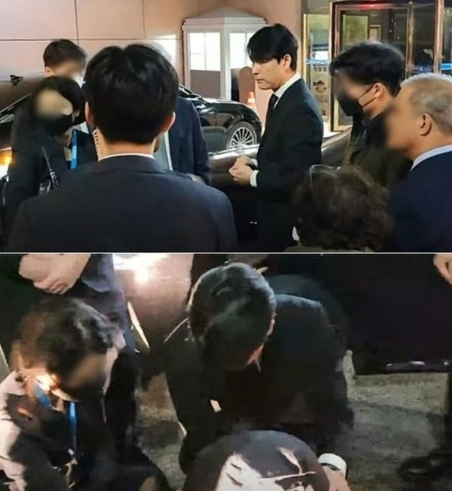 이태원 참사 현장을 방문해 애도를 표한 배우 정우성씨. (사진=온라인커뮤니티 캡처)