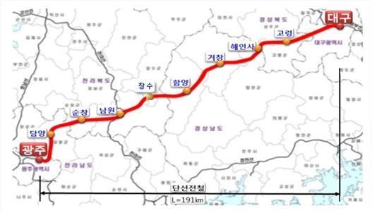 달빛내륙철도 노선도(자료=대구시/뉴시스 제공)