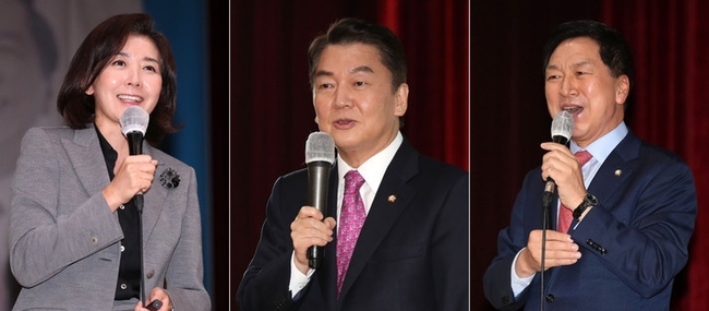 국민의힘 당권 주자인 나경원 전 의원, 안철수 의원, 김기현 의원. (사진=뉴시스 제공)