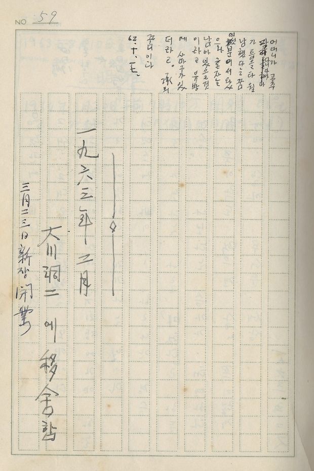 유택렬 화백이 1963년 2월 흑백다방이 있던 진해 대천동으로 이사했다고 적은 자필 일기. <사진=큰딸 유승아 제공>